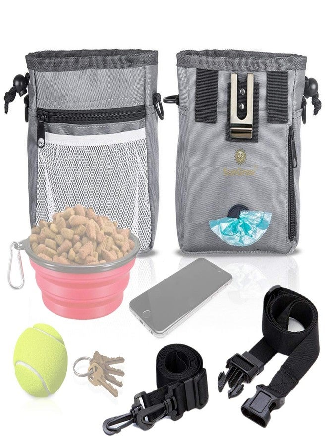 SunGrow Dog Travel Pouch, Training Bag for Treats, Kibbles, Toys & Accessories, Gray, Multiwear and Weather-Proof, 1 Pouch with Adjustable Shoulder Strap and Waist Belt - Image 4